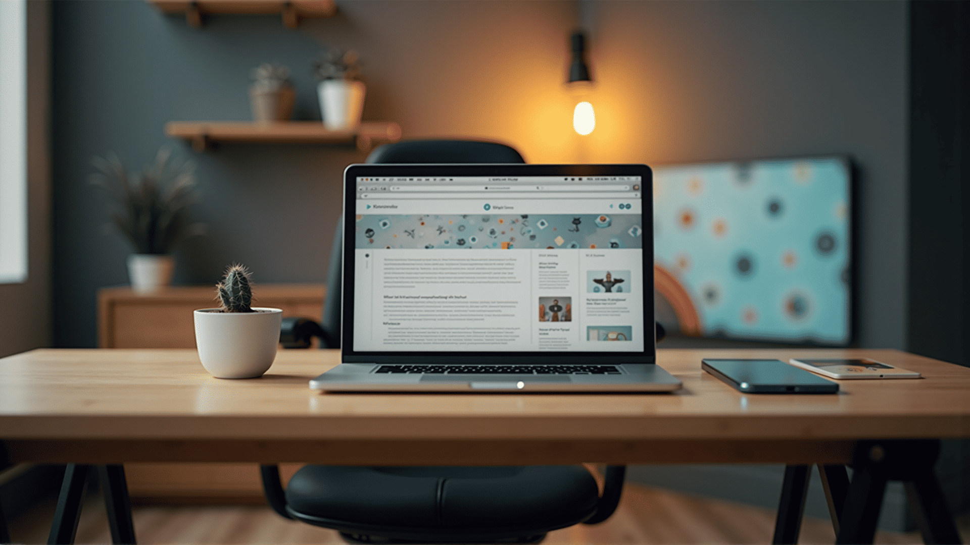 Open laptop with blog page